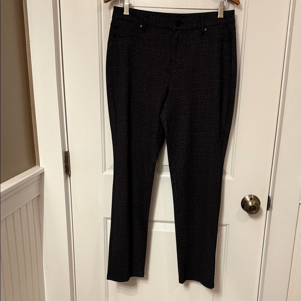 LIVERPOOL PANTS STRAIGHT LEG STRETCH BLACK CROSSHATCH SIZE 6/28
